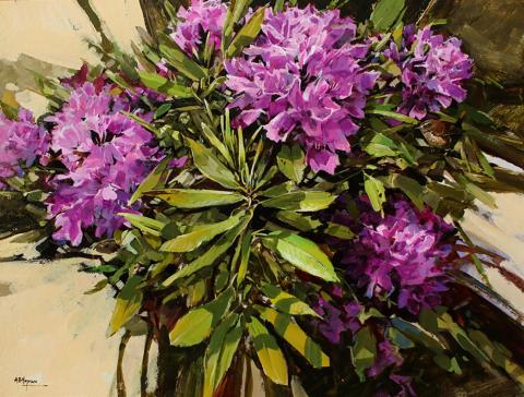 Wren and Rhododendrons - Alan B Hayman